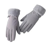 YISENJEE Winter Gloves Women'S Autumn And Winter Thickened Warm Windproof And Waterproof Plush Touchscreen Full Finger Gloves - Ear Style Gray
