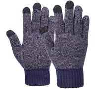 YISENJEE Winter Warm Gloves Men'S Warm Thickened Wool Colorblock Large Size Fashionable Plush Knitted Touchscreen Gloves