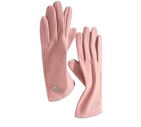 YISENJEE Women Knit Gloves Women'S Winter Autumn And Winter Warm Windproof Cold Touch Screen German Velvet Full Finger Gloves - Pink Mushroom