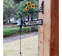 Yisenpte Cast Iron Doorbell, European Retro Sunflower Welcome Sign Doorbell - Cast Iron Rustic Welcome Sign Decorative Welcome Wall Plaque for Door Entrance or Porch Indoor or Outdoor Use
