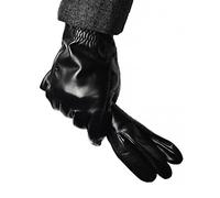 YISEVEN Men's Buttery-Soft Warm Lambskin Leather Gloves Wool Lined Winter Hand Heated Lining Dress and Motorcycle Driving Real Luxury Stylish Gift,Black 9.5"/Large