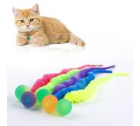 YISHANGFA Bouncy Balls for Cats 5 Pack，Fuzzy Worm Cat Worm Toys with Ball，Magic Worm Bouncy Ball with Tail Cat Toy