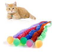 YISHANGFA Mixed Bouncy Balls for Cats 5 Pack，Fuzzy Worm Cat Worm Toys with Ball，Magic Worm Bouncy Ball with Tail Cat Toy