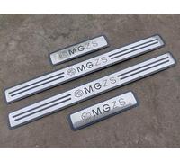 yishao 4 Pcs Car Door Sill Protector Strips for MG ZS 2017-2025, Stainless Steel Material Sticker Trim Non Slip Anti Scratch Car Accessories,Silver