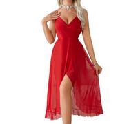 Yishark Lingerie Dress Babydolls Night Dress Sexy Lingerie Naughty Outfit Bedroom Women UK Mesh Nightdresses Maxi Long Dress Sexy Nightwear Women See Through Sheer Dress For Party Prom Clubwear Red