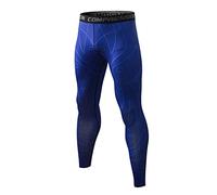 Yishengwan Mens Compression Pants Base Layer Leggings, Quick Dry Gym Tights Underwear for Workout Running Sport Training Blue S