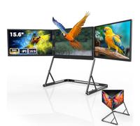 YISHENX 15.6” Triple Screen Extender, Fhd 1080p Ips Portable Monitor, 360° Rotation, 3 Height Adjustments, Multiple Interfaces, Compatible with Windows Mac Linux Android, For Academic Research