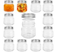 Yishik 12 Pack 250ml Regular Mason Jars with Leak-proof Split-type Silver Lids,8oz Reusable Glass Canning Jar for Jam,Fruits Storage,Party/Wedding Favors,Homemade Gift