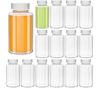 Yishik 4 oz Glass Juice Bottles,15 Pack Small Jars with White Lids,120ml Empty Glass Shot Bottles for Drinks and Travel