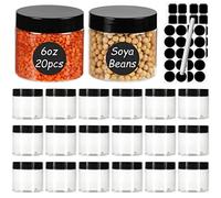 Yishik 6 oz Clear Plastic Jars with Lids,20 Pack Round Cosmetic Jars Slime Containers,180ml Empty Refillable Plastic Storage Jars for Spices,Cream,Beauty Products,Lotion,Crafts