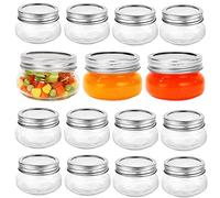 Yishik Mason Jars 4oz with Leak-proof Split-type Silver Lids,12 Pack