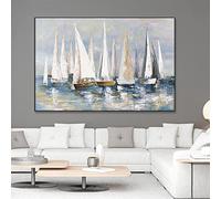 Yishui Art Abstract Wall Art Sailing Boat Canvas Painting Modern Sea Waves Landscape Prints and Posters Living Room Decor Picture 70x100cm(28x39in) Frameless
