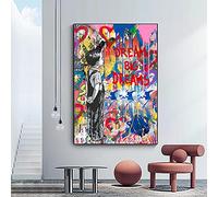 Yishui Art Artwork by Banksy Dream Big Dreams Graffiti Canvas Paintings Wall Modern Street Posters and Prints Home Decor 70x100cm(28x39in) Withframe