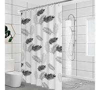 Yishui Art Shower Curtain Waterproof Fabric Bathroom Curtain With Hooks Punch Free Black Leaves Luxury Bath Curtains Home Decor 150x150cm(59x59in)