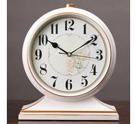 YISHUOYZBS Vintage Mantel Clock Mute Quartz Table Clock, Battery Powered Mantlepiece Clock Decorative Desk Clock Suitable for Home Living Room and Bedroom-White