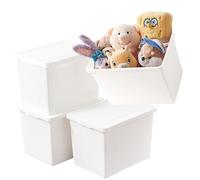 Yishyfier 27 Quart White Storage Bins with lids,Stackable Plastic Boxes Set of 4,Storage Box with handle for Organizing Snacks, Crafts,Crafts, Tools,books(white, 4XL)