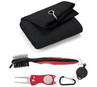 Yisica 3 in 1 Golf Cleaning Kit, Microfiber Golf Towel (60 X 40cm) with Carabiner, Club Club Brush, Golf Divot Repair Tool with Ball Marker - Golf Accessories, Ideal for Golfers