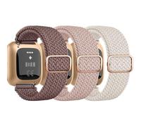 Yisica 3 Pack Elastic Solo Loop Straps for Fitbit Versa 2 Strap for Women Men, Soft Adjustable Stretchy Nylon Sport Straps for Fitbit Versa 2/1/ Lite/SE