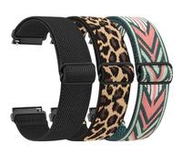 Yisica 3 Pack Quick Release Elastic Nylon Watch Straps Band Width 18mm 20mm 22mm Elastic Straps for Men Women, Soft Adjustable Stretchy Braided Sport Replacement Wristbands for Smart Watch