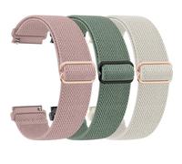 Yisica 3 Pack Quick Release Elastic Nylon Watch Straps Band Width 18mm 20mm 22mm Elastic Straps for Men Women, Soft Adjustable Stretchy Braided Sport Replacement Wristbands for Smart Watch