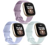 Yisica 3 Pack Sport straps for Fitbit Versa 4 Straps&Fitbi t Versa 3 Straps, Fitbi t Sense 2 Straps&Fitbi t Sense Straps Women/Men, Soft Classic TPU Adjustable Comfortable Replacement Wristbands