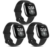 Yisica 3 Pack Sport straps for Fitbit Versa 4 Straps&Fitbi t Versa 3 Straps, Fitbi t Sense 2 Straps&Fitbi t Sense Straps Women/Men, Soft Classic TPU Adjustable Comfortable Replacement Wristbands