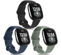 Yisica 3 Pack Sport straps for Fitbit Versa 4 Straps&Fitbi t Versa 3 Straps, Fitbi t Sense 2 Straps&Fitbi t Sense Straps Women/Men, Soft Classic TPU Adjustable Comfortable Replacement Wristbands