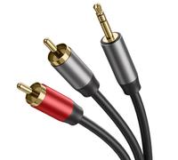 Yisica RCA to 3.5mm Audio Cable 1.5M, 2RCA Red and White to Aux 3.5mm Jack Audio Cable with Durable Nylon Braided Gold-plated for Hi-Fi Amplifier Speaker DJ Controller Turntable TV Car Phone