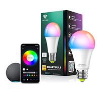 Yisica Wi-Fi Light Bulb, E27 800LM (60W Equivalent) RGBCW Wi-Fi & Bluetooth Smart LED Bulbs, Preset, No Hub Required, Google Compatible, App Control & Scheduling