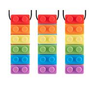 YISIMIN 3 Pack Sensory Chew Necklaces, Rainbow Silicone Chew Necklaces for Kids Toddlers with Autism ADHD,Biting Needs,Oral Motor Chewy Stick,Silicone Teether Toys for Autistic Chewers