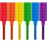 YISIMIN 6pcs Chewable Pencil Toppers for Sensory Kids, Silicone Rainbow Pencil Chew Toppers for Chewers with Special Oral Motor Needs, Chewing Brick Pencil Toppers for Children
