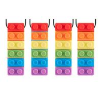 YISIMIN Sensory Chew Necklace Bundle, 4 Pack Rainbow Color Silicone Chew Necklace for Autistic Children, Boys and Girls with ADHD, Autism, Biting Needs, Oral Motor Chewy Teether