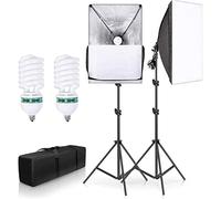 YISITONG Photography Softbox Lighting Kit 20"x28"/50x70cm Softbox with 2 x 135W E27 Socket 5500K Bulbs Studio Continuous Lighting Equiapment for Portraits and Product Shooting