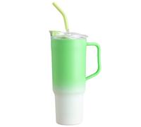 Yisituo 1200ml Tumbler with Straw and Lid, Reusable Plastic Travel Mug with Handle, Insulated Double Walled Coffee Mug for Coffee, Drink,Tea, Water, Smoothie (1, Green)