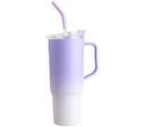 Yisituo 1200ml Tumbler with Straw and Lid, Reusable Plastic Travel Mug with Handle, Insulated Double Walled Coffee Mug for Coffee, Drink,Tea, Water, Smoothie (1, Purple)