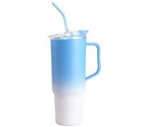 Yisituo 1200ml Tumbler with Straw and Lid, Reusable Plastic Travel Mug with Handle, Insulated Double Walled Coffee Mug for Coffee, Drink,Tea, Water, Smoothie (1, Blue)