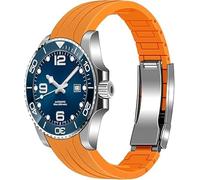 YISIWERA 18mm 20mm 22mm Rubber Watch Band Curved Ends, Soft Black Silicone Watch Bands Strap with Solid High Polised Brushed Double Lock Buckle for Men Women, Orange, 22 mm, Classic