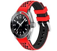 YISIWERA 20 mm 22 mm Silicone Watch Strap Racing Rally Watch Strap Two Tone Curved Ends Rubber Watch Strap Stainless Steel Buckle Durable Universal Stitch Watch Straps for Men Women, 20mm, No gemstone