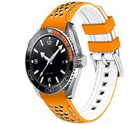 YISIWERA 20 mm 22 mm Silicone Watch Strap Racing Rally Watch Strap Two Tone Curved Ends Rubber Watch Strap Stainless Steel Buckle Durable Universal Stitch Watch Straps for Men Women, 22mm, No gemstone