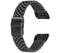 YISIWERA 5 Round Strap Compatible for Garmin Fenix 6X 6X Pro Sapphire Editions Fenix 5X Plus Fenix 3 HR Sapphire 26mm Stainless Steel Watch Band Black (Black)