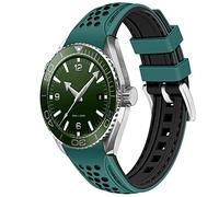 YISIWERA Durable Rally Racing Two Tone 20mm Green Top-Black Bottom Curved Ends Rubber Silicone Watch Bands Universal Stitch Watch Strap for Men Women Stainless Steel Buckle YSRUTONE2022