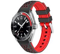 YISIWERA Durable Rally Racing Two Tone 22mm Curved Ends Black Top-Red Bottom Rubber Silicone Watch Bands Universal Stitch Watch Strap for Men Women Stainless Steel Buckle YSRUTONE2022