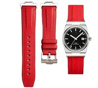 YISIWERA Silicone Watch Band Compatible with Tissot PRX 40mm Watches, Quick Release Rubber Watch Strap with Metal Adapter Sets for Men's Tissot Prx Powermatic 80 Models Replacement (Red)