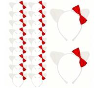 yisncka 16 Pcs Kitty Cat Ears Headbands with Red Bow Plastic Hello Cat Party Favors Kitten Party Bow Headwear Cats Coquette Hair Accessories for Women Kitten Birthday (Red)