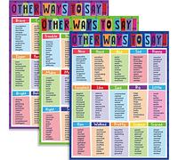 Yisong 3 Pieces English Educational Posters Other Ways to Say Synonyms Poster Grammar Learning Charts for Elementary Middle School Classroom Playroom Decoration, 17 x 22 Inch