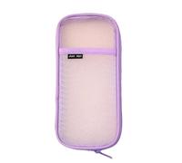 YISONHONDA Pencil Case Small Grid Mesh Pen with Zipper Clear Makeup Color Pouch Cosmetics Bag Multi-Purpose Travel School Teen Girls Transparent Stationary Office Organizer Box for Adlut-Purple