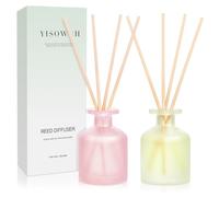 YISOWUH Reed Diffuser - Jasmine Green Tea & Ebony Rose 3.38oz (100ml) 2 Packs Essential Oil Reed Diffuser Set with 16 Sticks, Long Lasting Fragrance for Home, Bathroom, Bedroom, Room, Decor