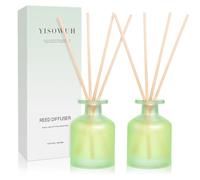YISOWUH Reed Diffuser - Jasmine Lily 3.38oz (100ml) 2 Pack Essential Oil Reed Diffuser Set with 8 Sticks, Long Lasting Fragrance for Home, Bathroom, Bedroom, Room, Decor