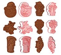 Yisscen Set of 6 cookie cutters, Halloween cookie cutter set, DIY fondant cookie cutters, bread cutters for children, cookie baking accessories, reusable baking mould