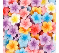 YISSION 100 Pcs Vibrant Flatback Resin Flower Charms for DIY Crafts, Multi-Use Hawaiian Plumerias Flower Cabochons Charms for Jewelry Making, Slime Charm for Hair Clips Bracelet Phone Case Decor